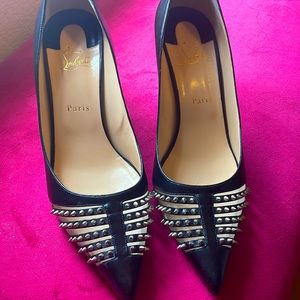 CHRISTIAN LOUBOUTIN Beretta Studded 70mm Red Sole Pump, Black 42